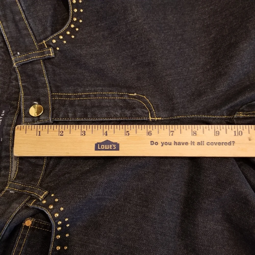 Jones New York Jeans Women's 6 Blue Bootcut Mid Rise Dark Wash Beaded Stretch